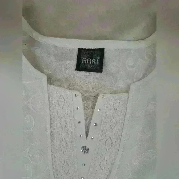 AARI Made in india Boho Embroidered White Tunic Size XL - Picture 7 of 12